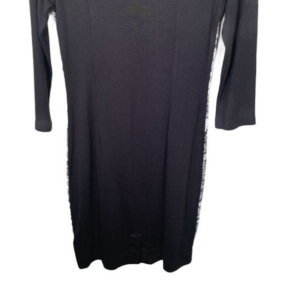 H&M Black White Colorblock Floral Sheath Dress M Workwear Fall - Picture 6 of 10